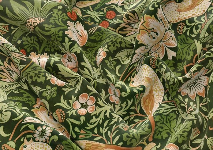 William Morris At Home Strawberry Thief Velvet, Nettle - Twist&Fit Roman Blind - Image 4
